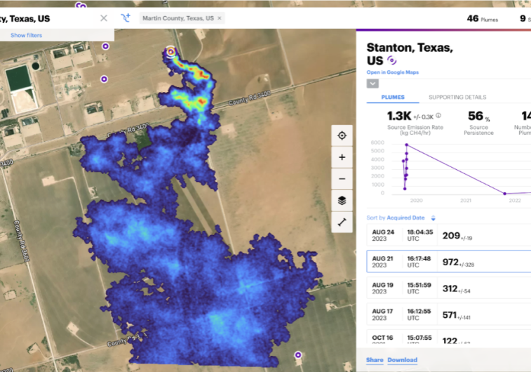 Methane plume detected by Carbon Mapper